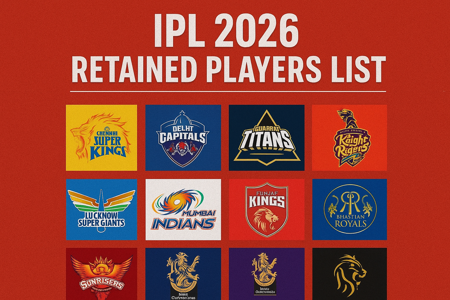 IPL 2026 Retained Players List: Full Squad Updates, Releases & Trades Before Mega Auction